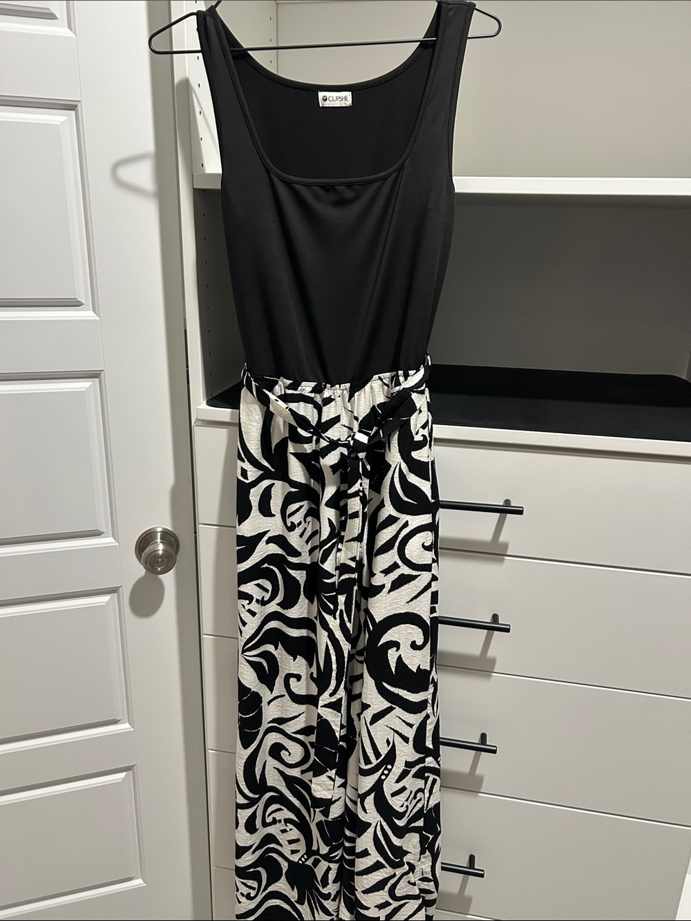 Cupshe Black & White Printed Wide-Leg Tank Jumpsuit